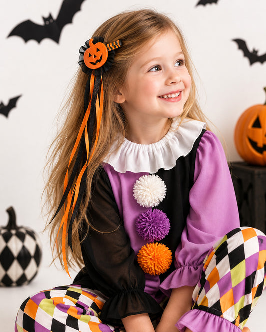 Pumpkin Harlequin Masquerade Barrettes