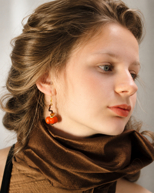 Harvest Pumpkin Tendril Earrings