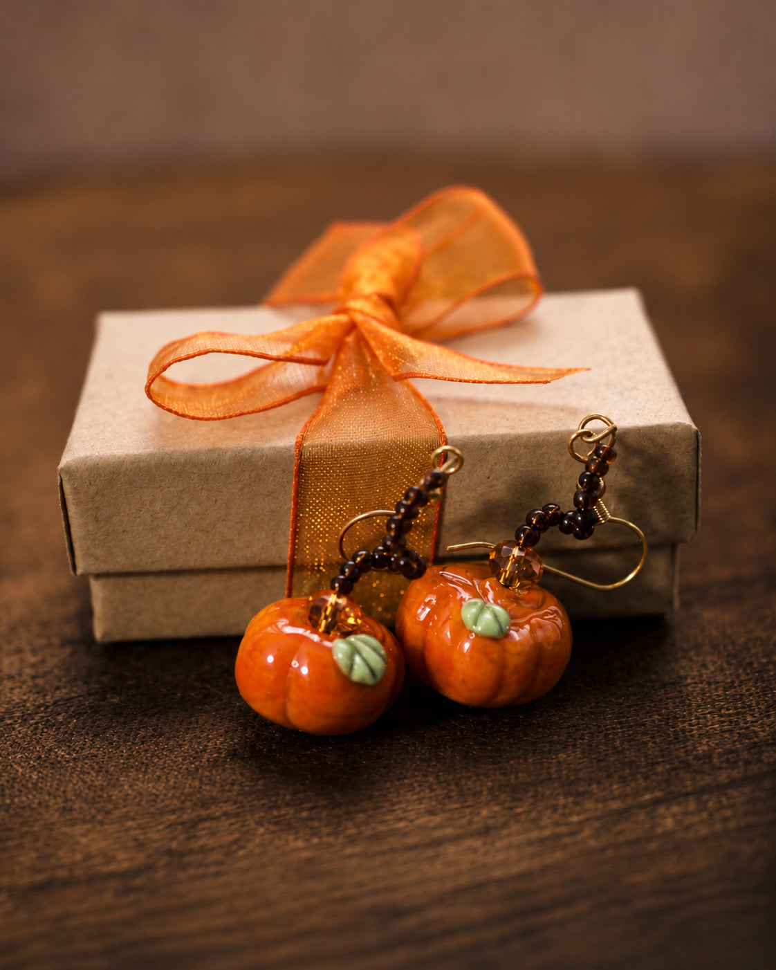 Harvest Pumpkin Tendril Earrings