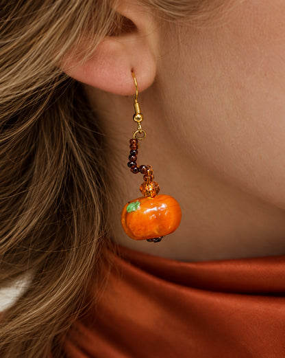 Harvest Pumpkin Tendril Earrings